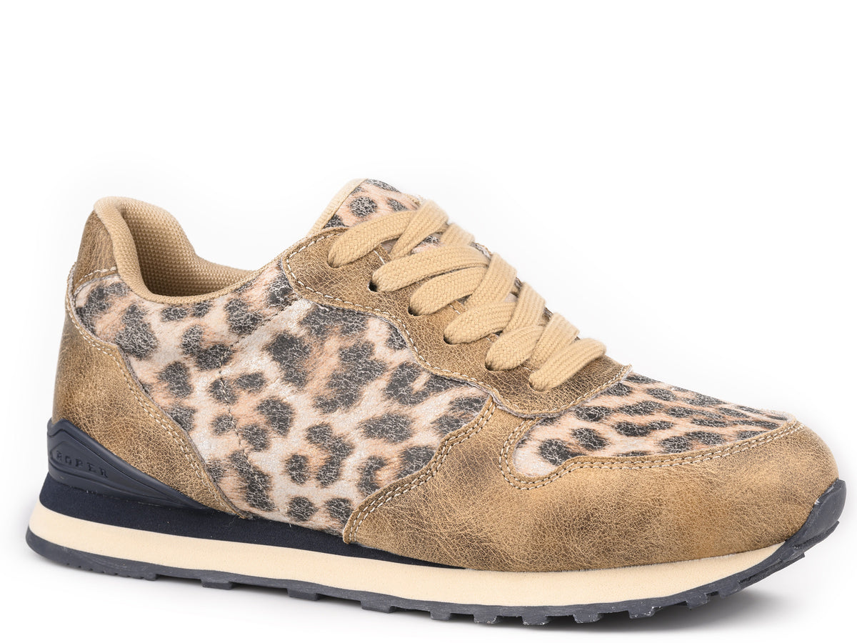 Tan Faux Leather Lepapord Tennis Shoe