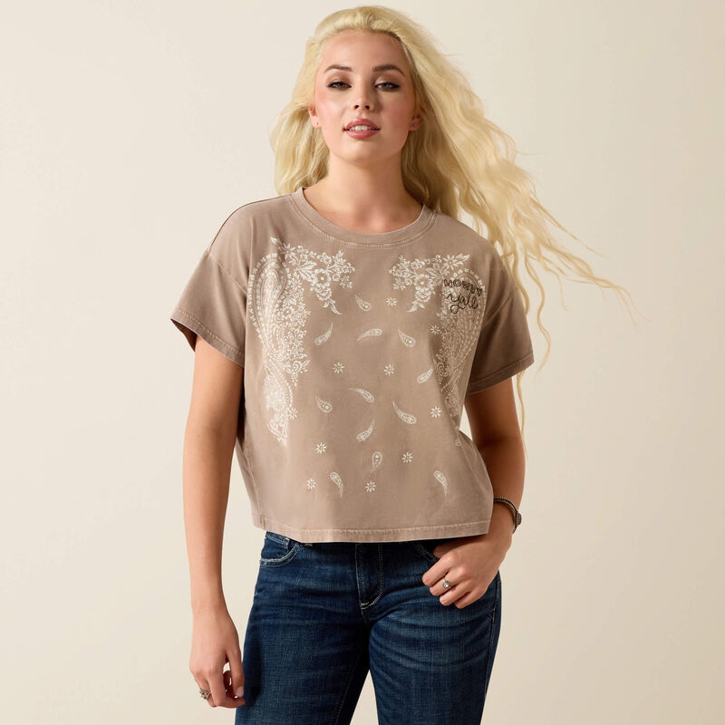 PAISLEY BOXY CROP GRY