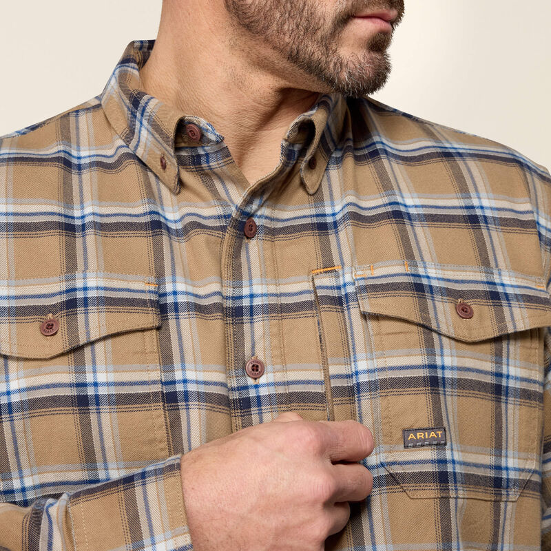 Rebar Flannel DuraStretch Work Shirt Tan