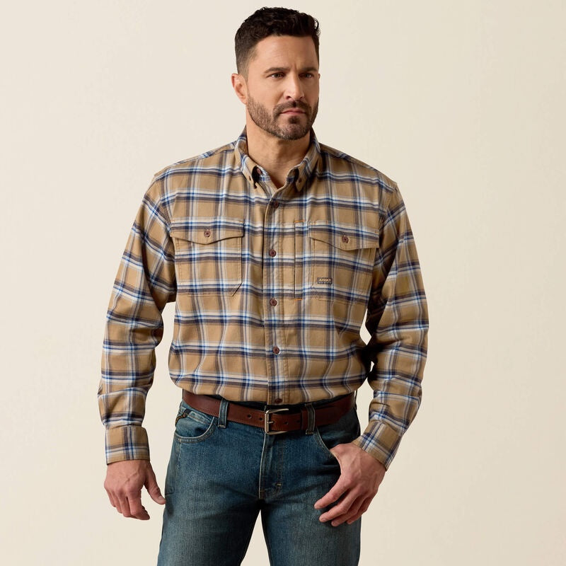 Rebar Flannel DuraStretch Work Shirt Tan