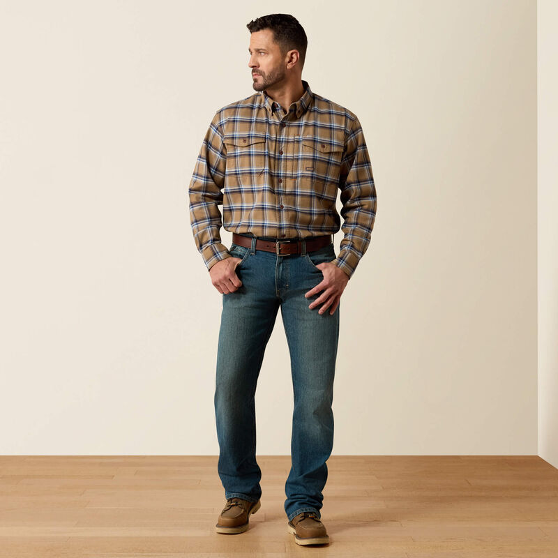 Rebar Flannel DuraStretch Work Shirt Tan