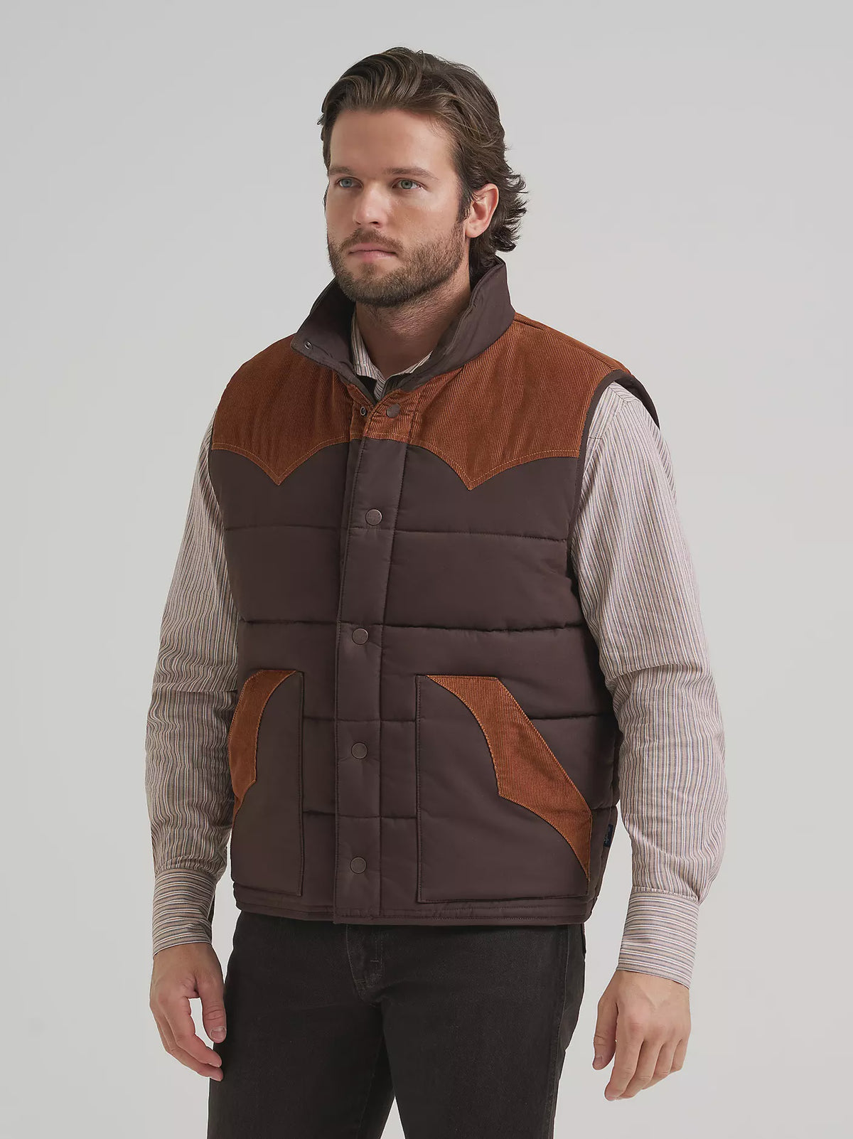 New Color Men's Corduroy Yoke Puffer Vest
