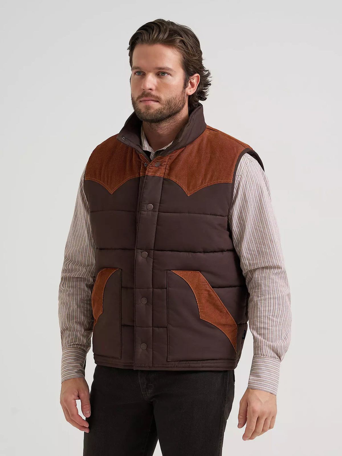 New Color Men's Corduroy Yoke Puffer Vest