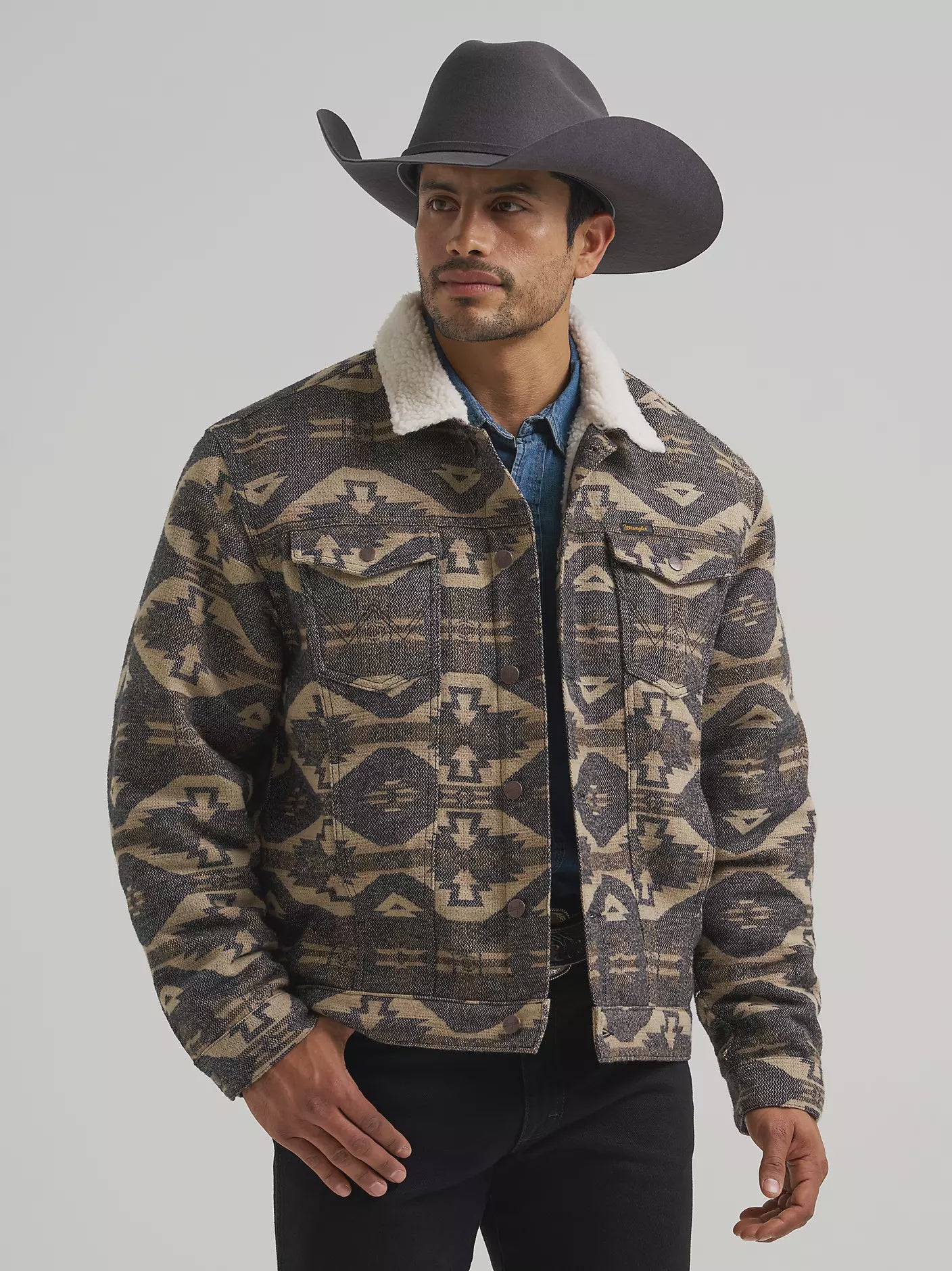 Wrangler® Sherpa Lined Jacquard Print Jacket