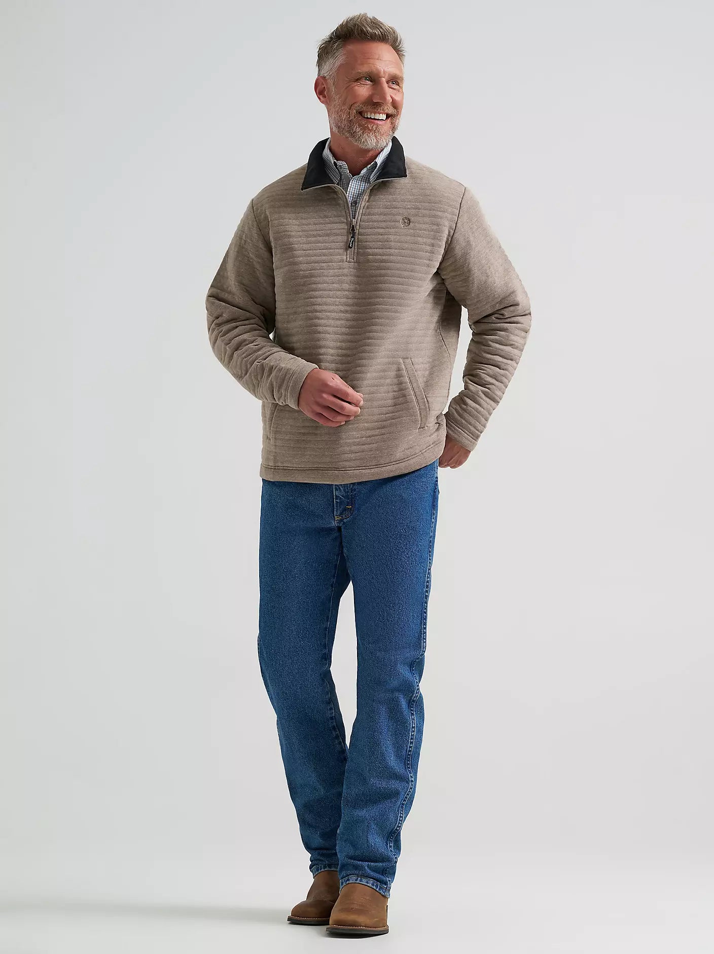 Wrangler® George Strait Knit 1/4 Zip Pullover -Toast