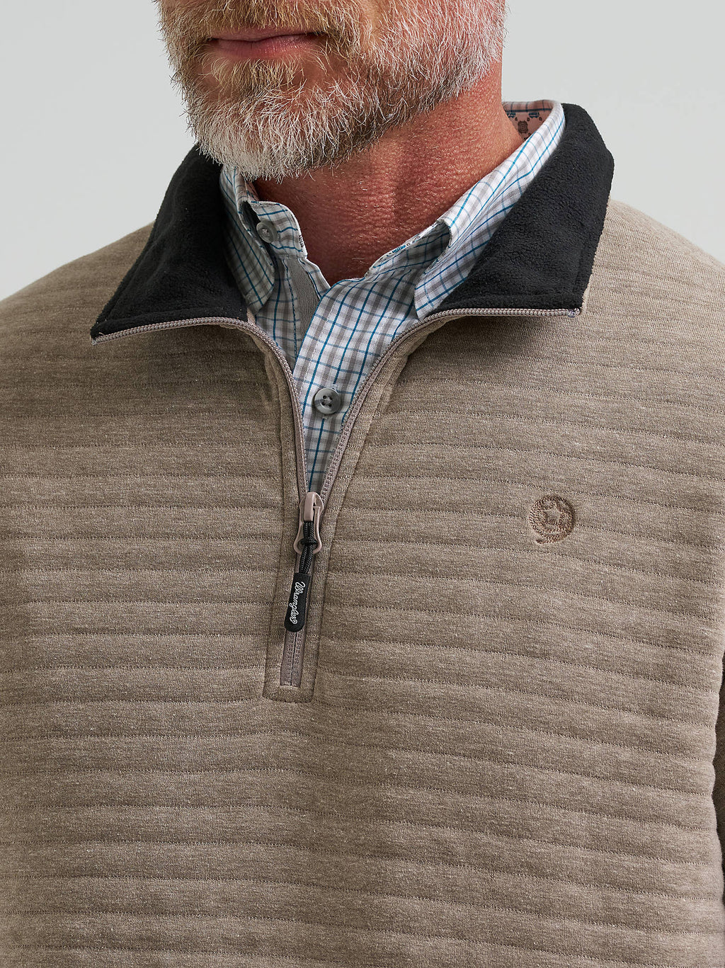 Wrangler® George Strait Knit 1/4 Zip Pullover -Toast