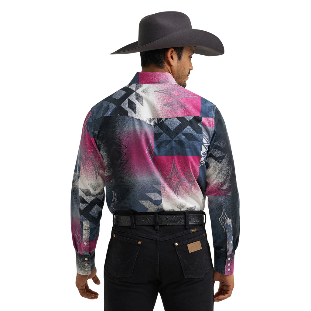 Men's Vintage Inspired Classic Fit Pink Snap