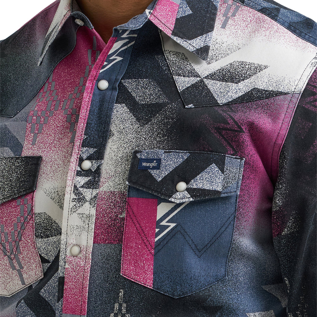 Men's Vintage Inspired Classic Fit Pink Snap