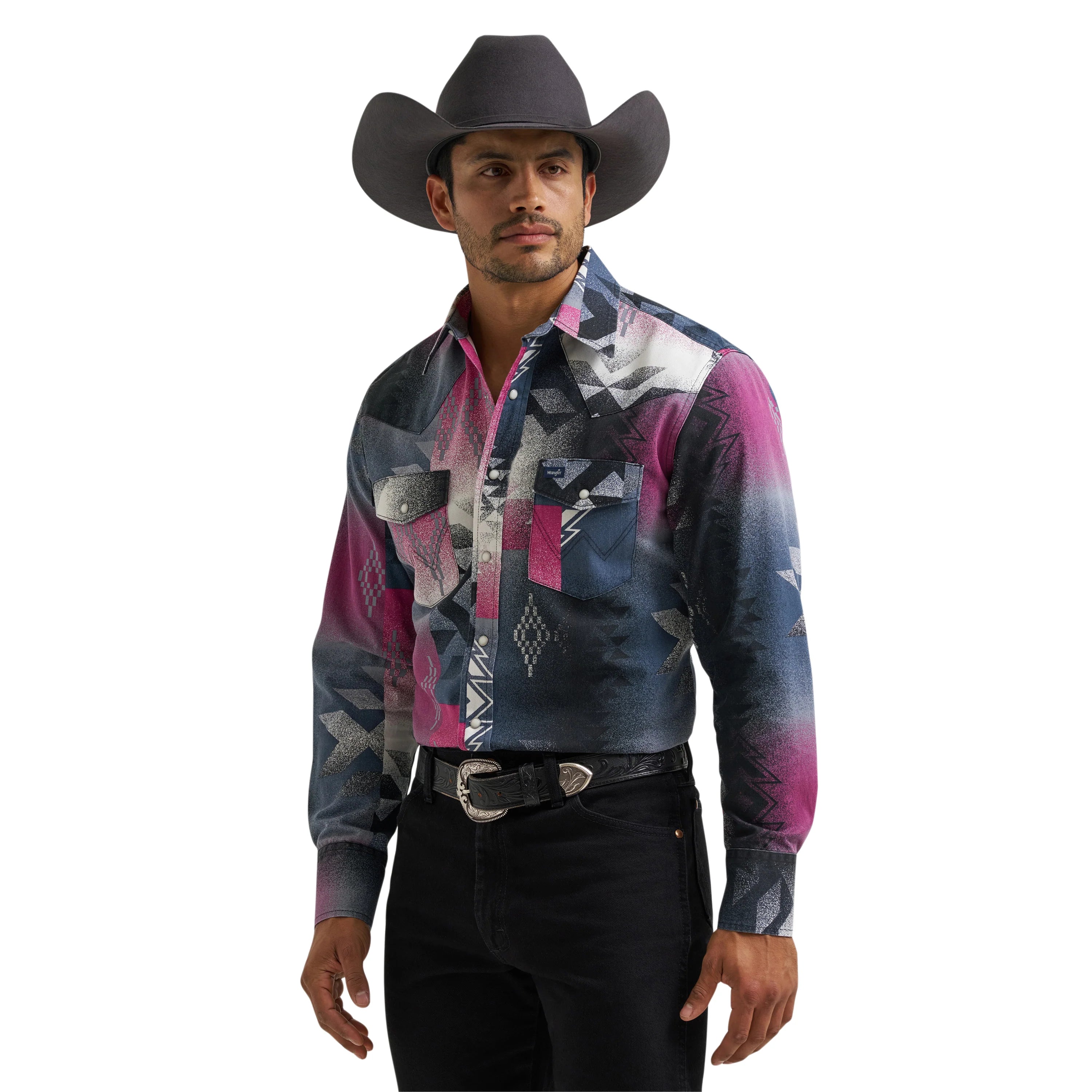 Men's Vintage Inspired Classic Fit Pink Snap