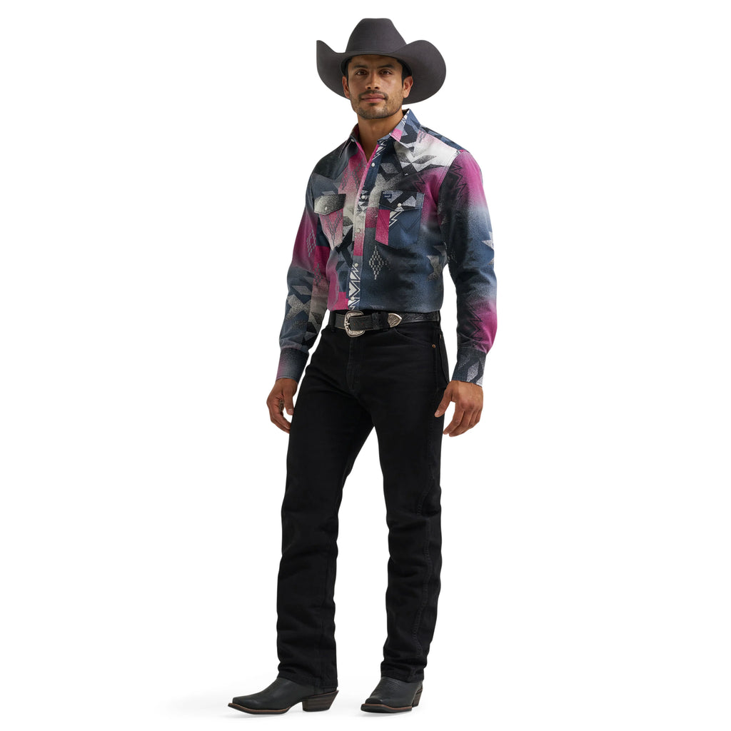 Men's Vintage Inspired Classic Fit Pink Snap