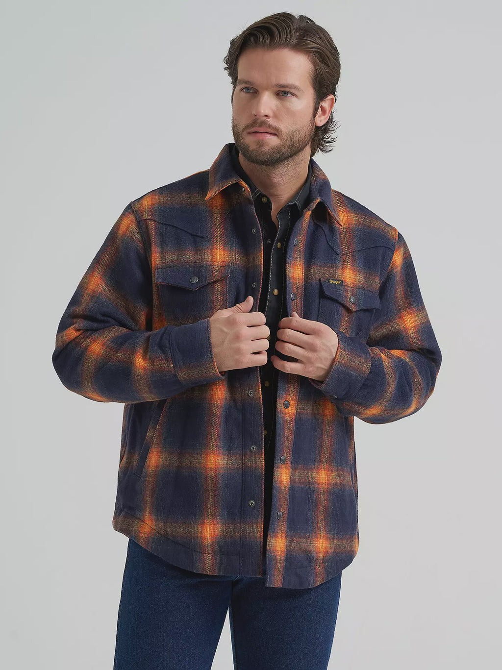 Men's Wrangler Quilt Lined Flannel Shirt Jacket