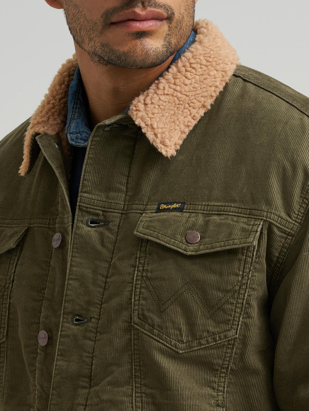Wrangler® Corduroy Jacket - Sherpa Lined - Olive
