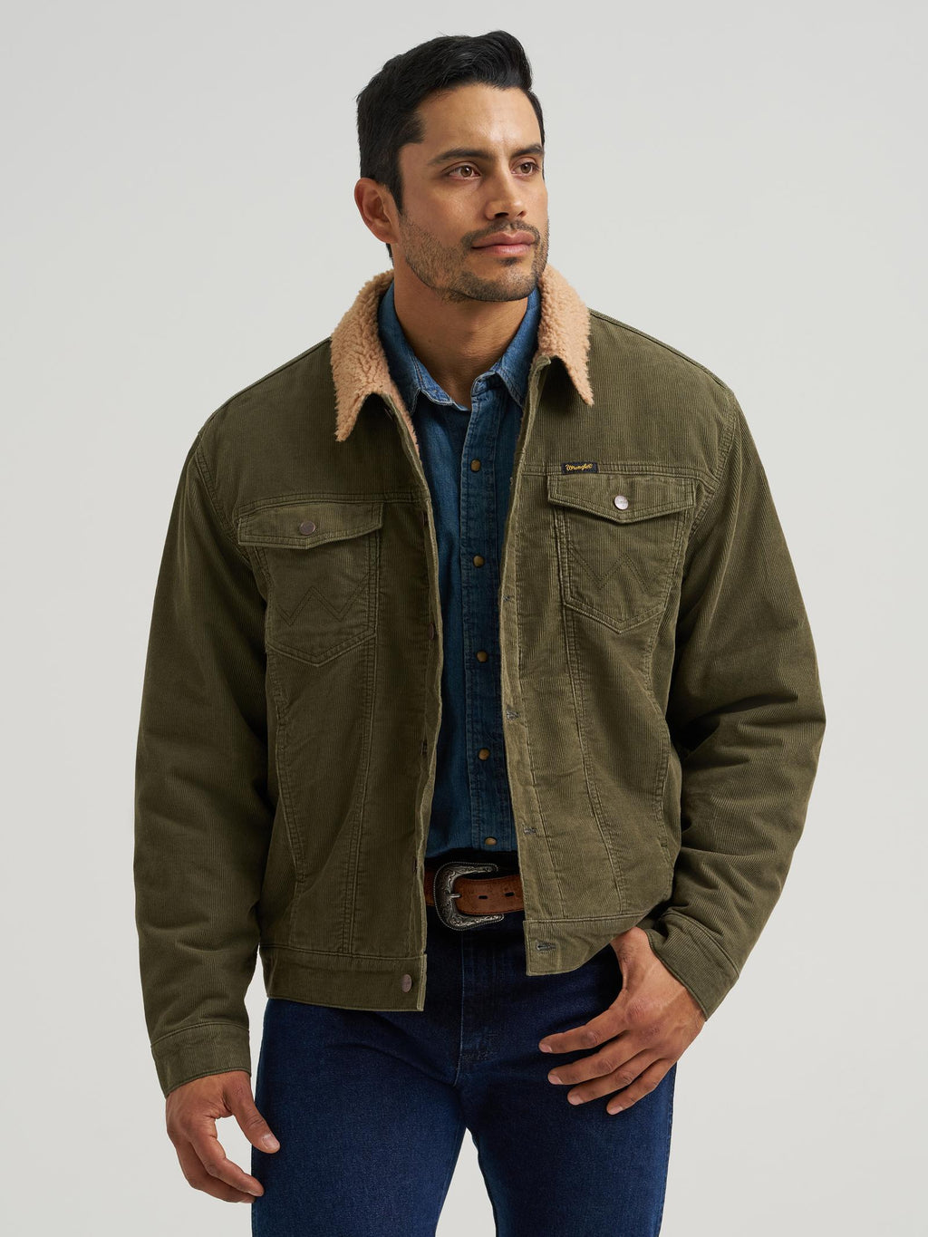 Wrangler® Corduroy Jacket - Sherpa Lined - Olive