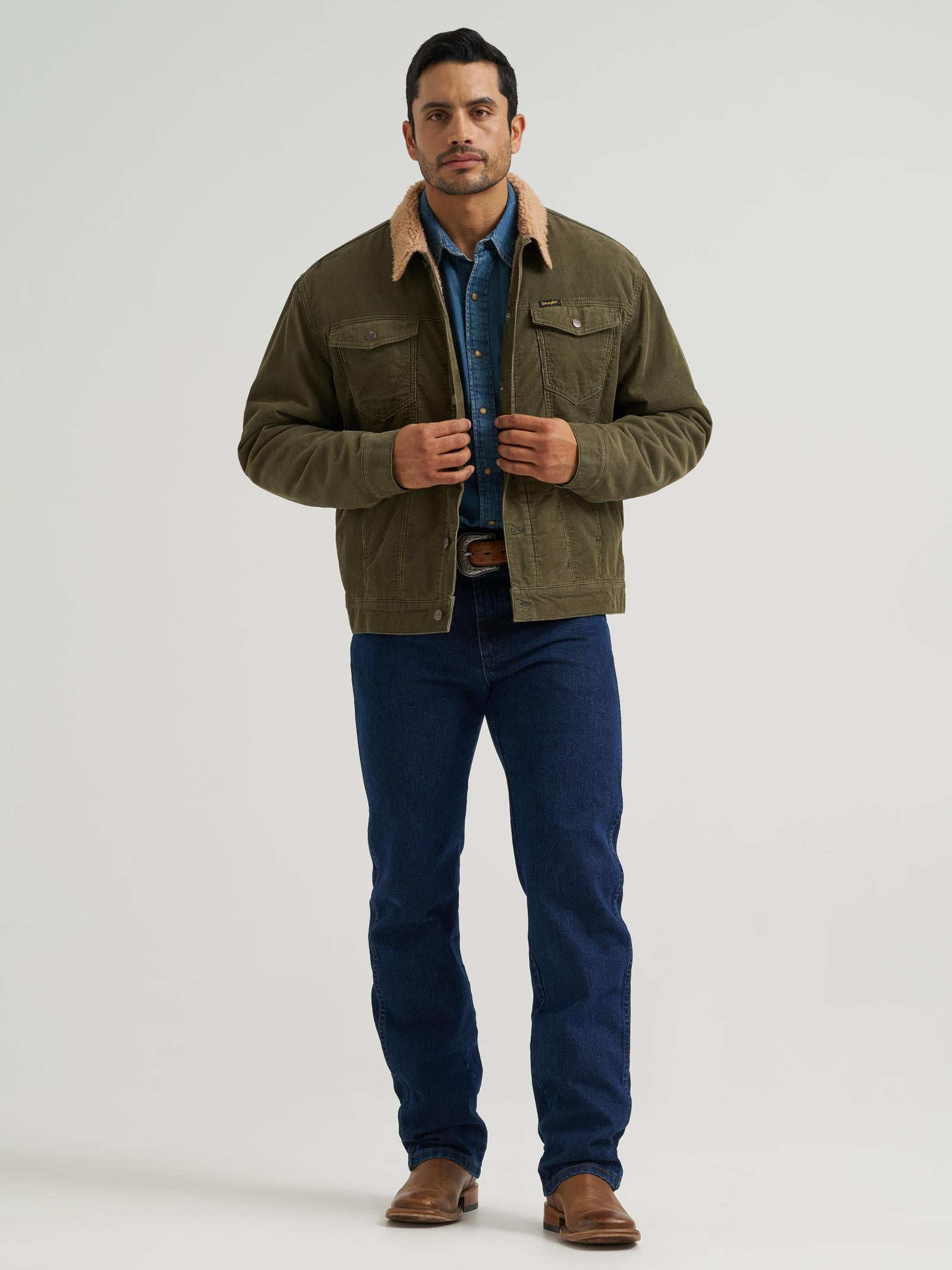 Wrangler® Corduroy Jacket - Sherpa Lined - Olive