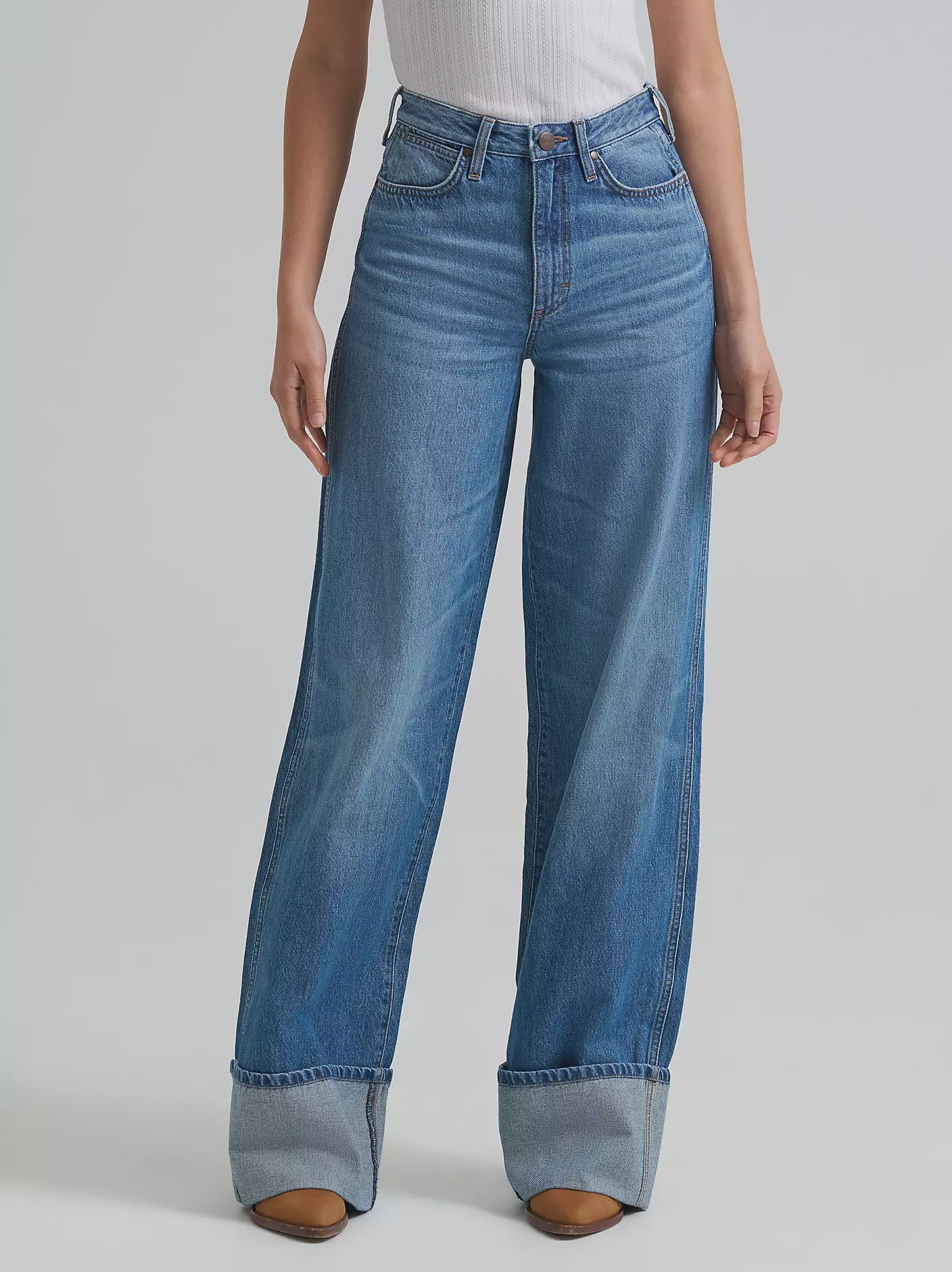 Wrangler Bailey High Rise Wide Leg Cuffed Jean