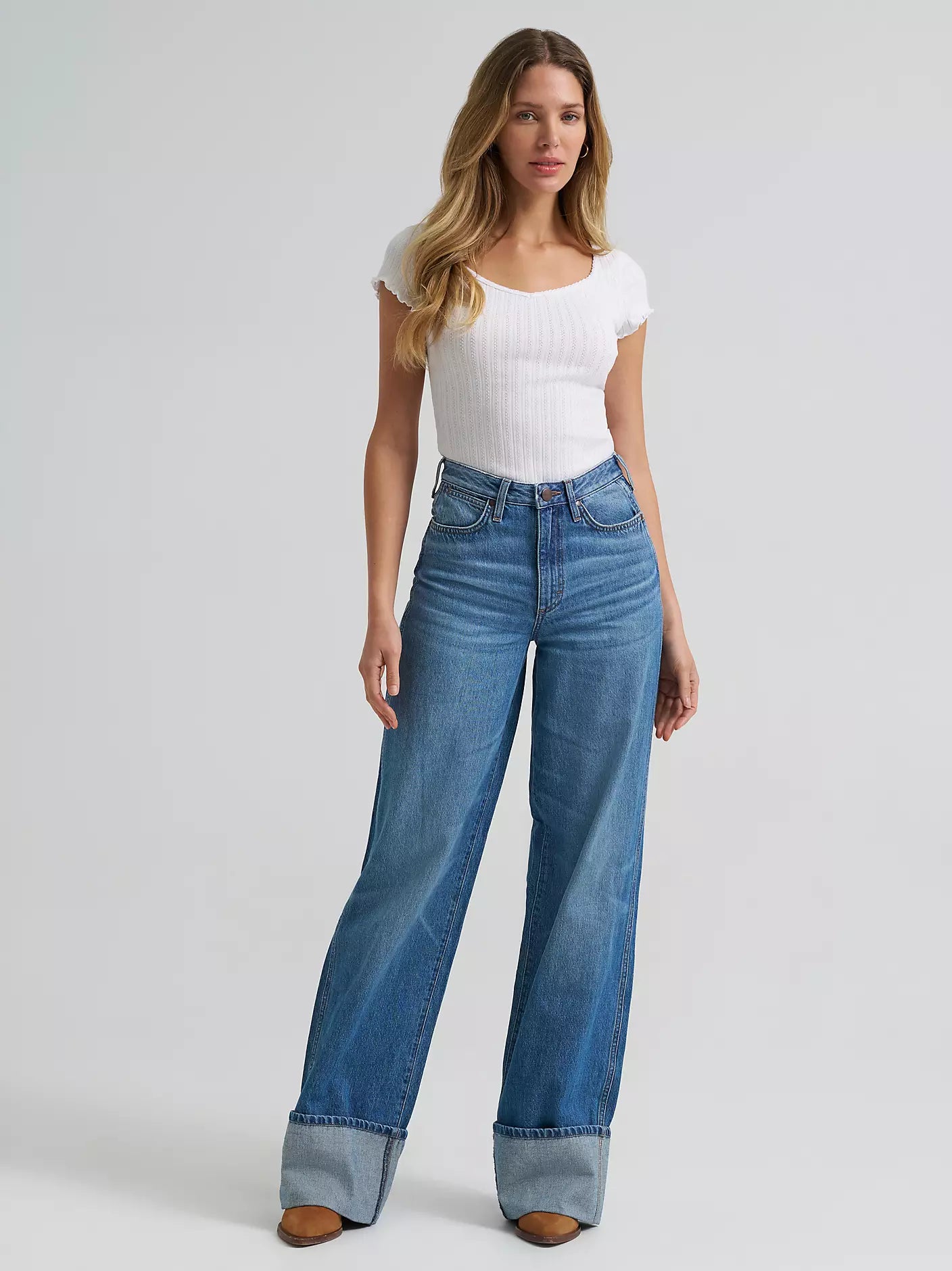 Wrangler Bailey High Rise Wide Leg Cuffed Jean