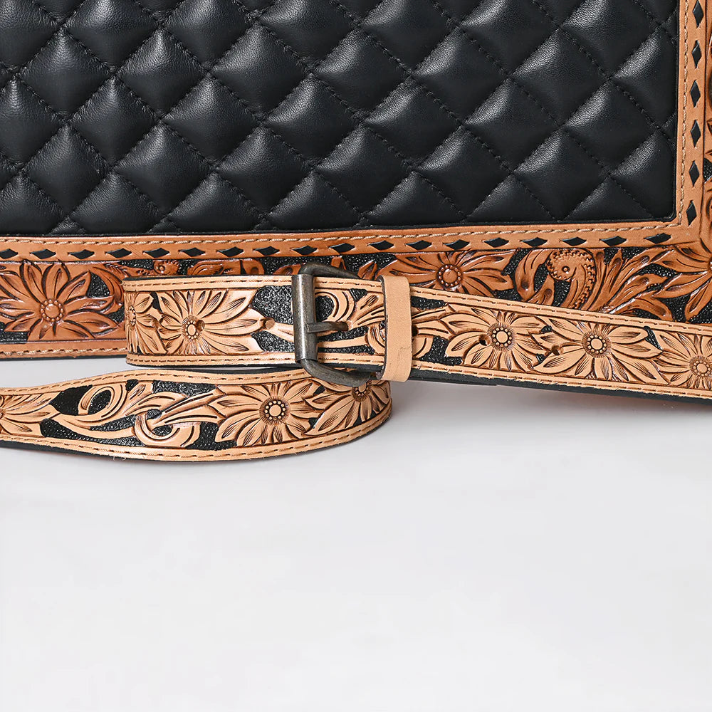 Tooled Floral Western Leather Tote Bag