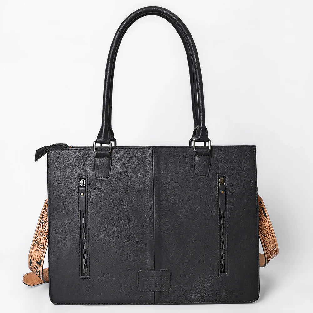 Tooled Floral Western Leather Tote Bag