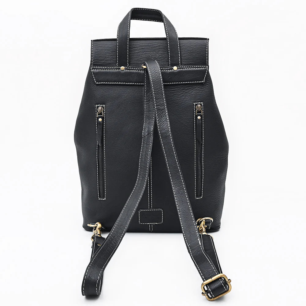 Hand Tooled Quilted Genuine Leather Backpack