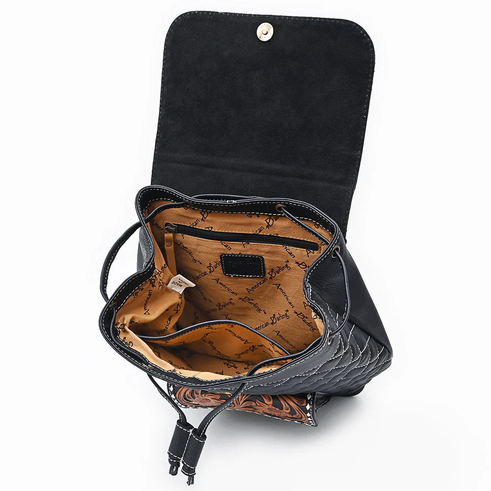 Hand Tooled Quilted Genuine Leather Backpack