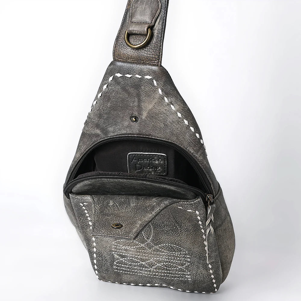 Genuine Leather Western Sling Bag