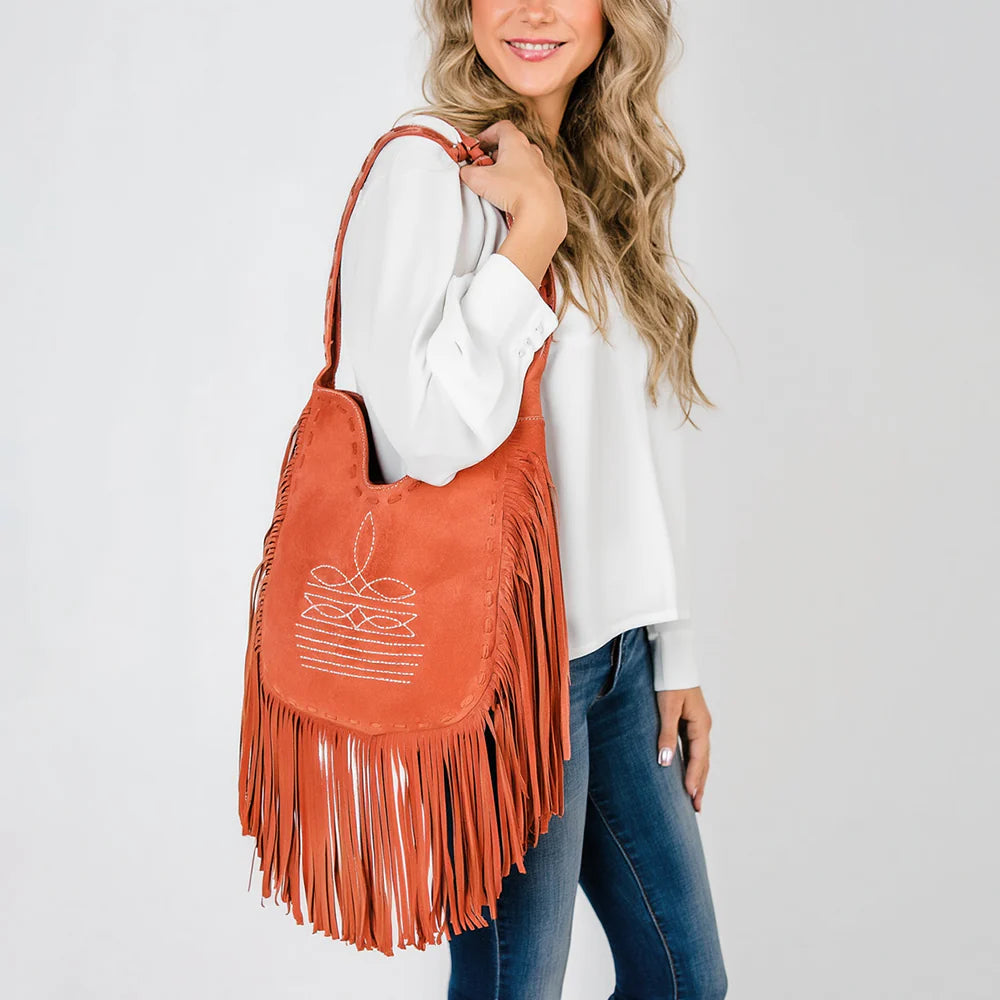 Fringe Boot Stitched  Cross body Bag