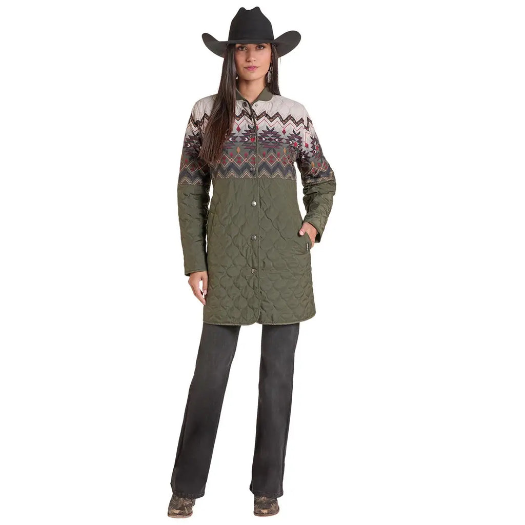 Panhandle Women's Aztec Print Quilted Coat