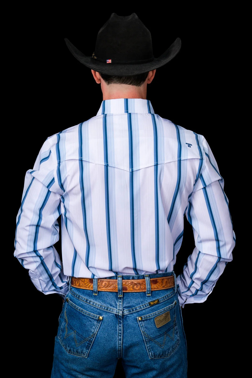 The Tristan Long Sleeve Pearl Snap Blue