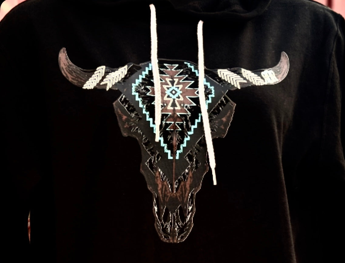 Aztec Bull Skull Hoodie