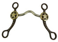 AJ Tack Texas Star Low Port Show Bit Sweet Iron Antique Brown Color Copper Inlay 5"