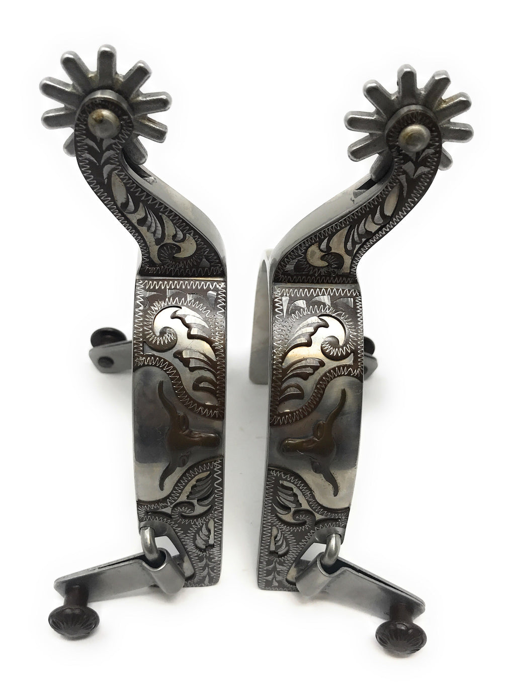 AJ Tack Men's Longhorn Floral Show Spurs