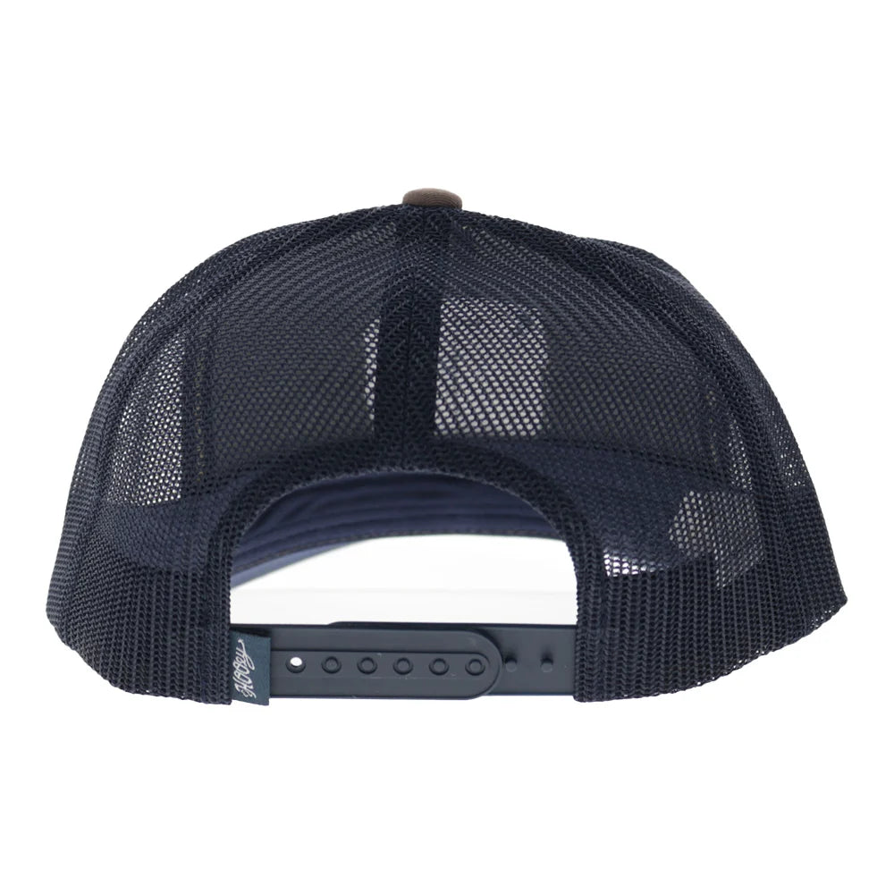 Zenith 6-Panel Trucker Snapback Hat Tan/Navy