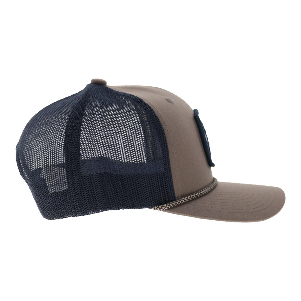 Zenith 6-Panel Trucker Snapback Hat Tan/Navy
