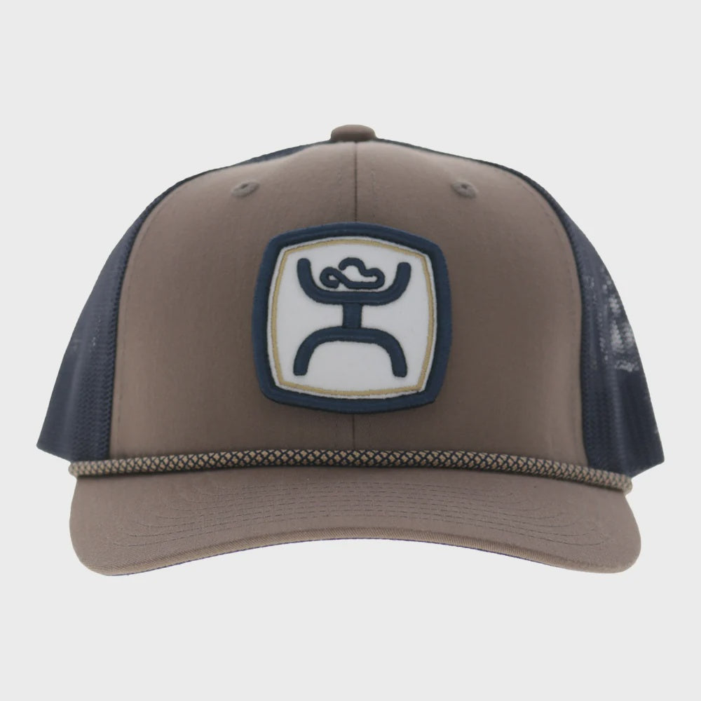 Zenith 6-Panel Trucker Snapback Hat Tan/Navy