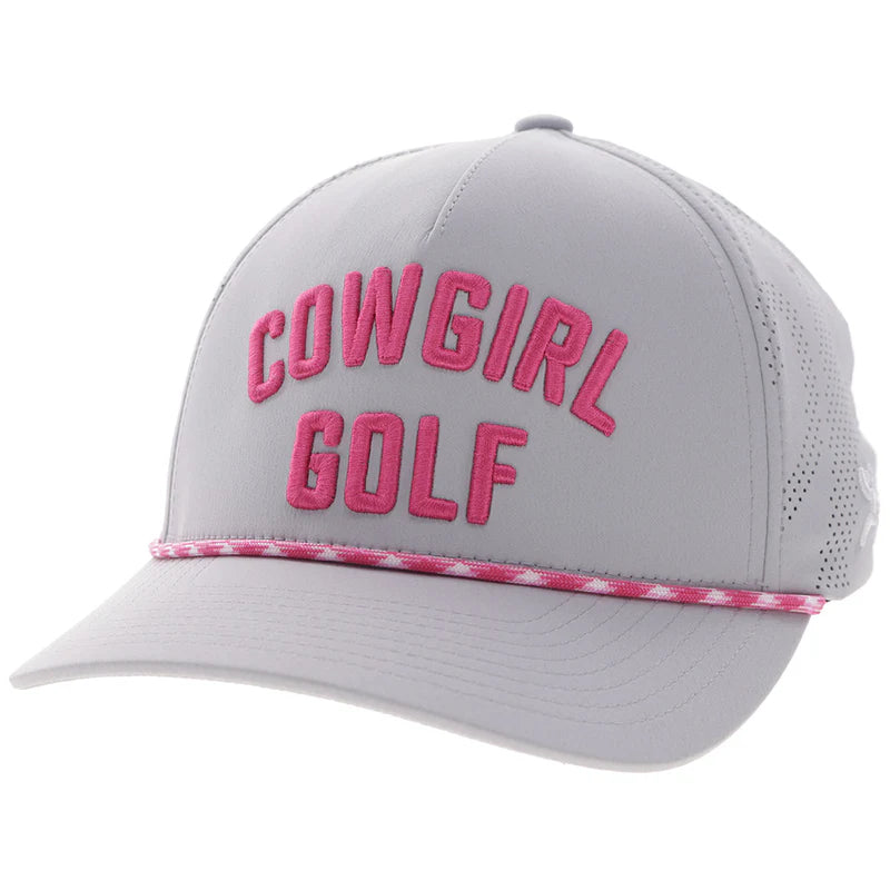 Cowgirl Golf" Hat Grey w/Pink