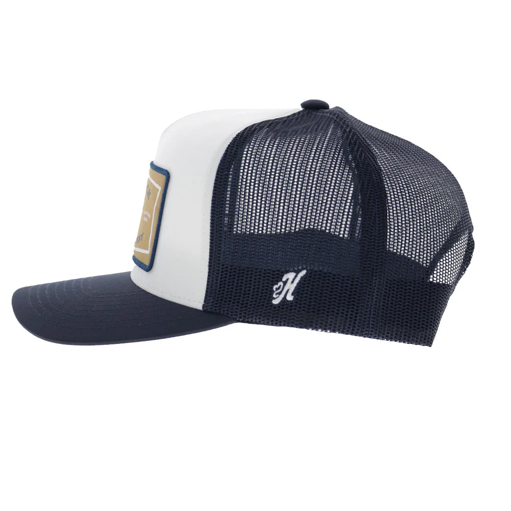 Rank Stock 5-Panel Trucker Snapback Hat White/Navy