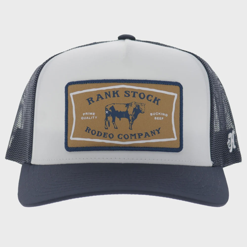 Rank Stock 5-Panel Trucker Snapback Hat White/Navy