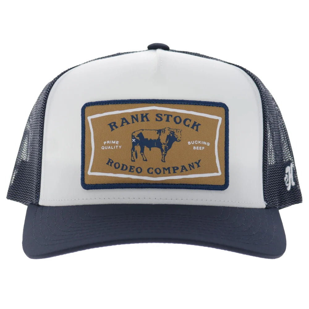 Rank Stock 5-Panel Trucker Snapback Hat White/Navy