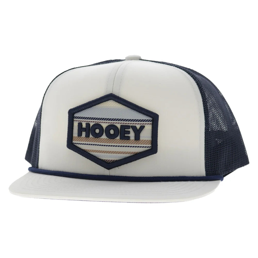Mesa 6-Panel Trucker Snapback Hat White/Navy