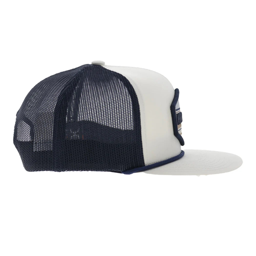 Mesa 6-Panel Trucker Snapback Hat White/Navy
