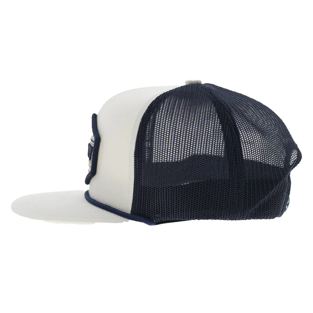 Mesa 6-Panel Trucker Snapback Hat White/Navy
