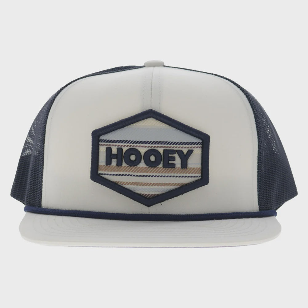 Mesa 6-Panel Trucker Snapback Hat White/Navy