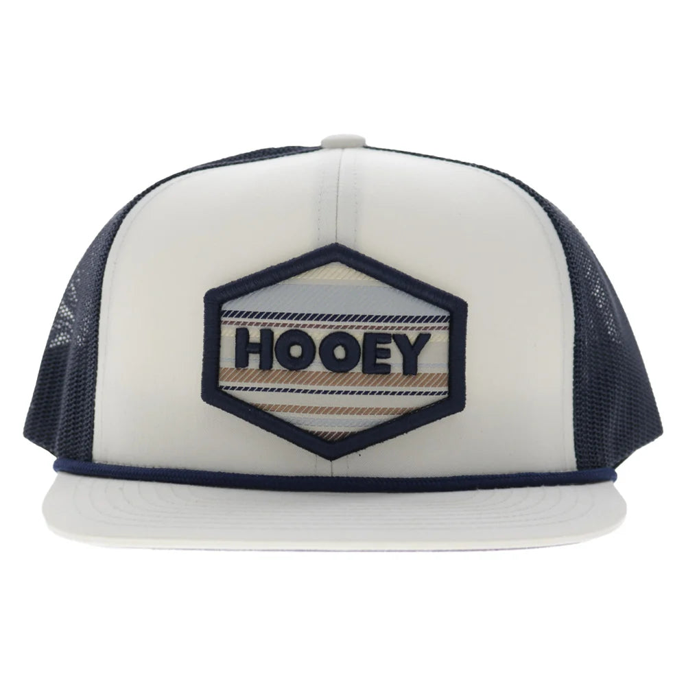 Mesa 6-Panel Trucker Snapback Hat White/Navy