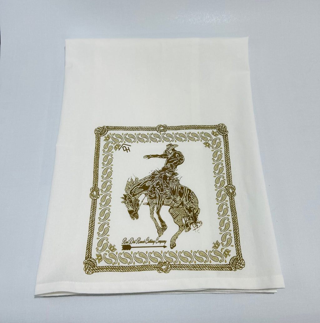 Bandana Bronc Dish Towel Sage Brush