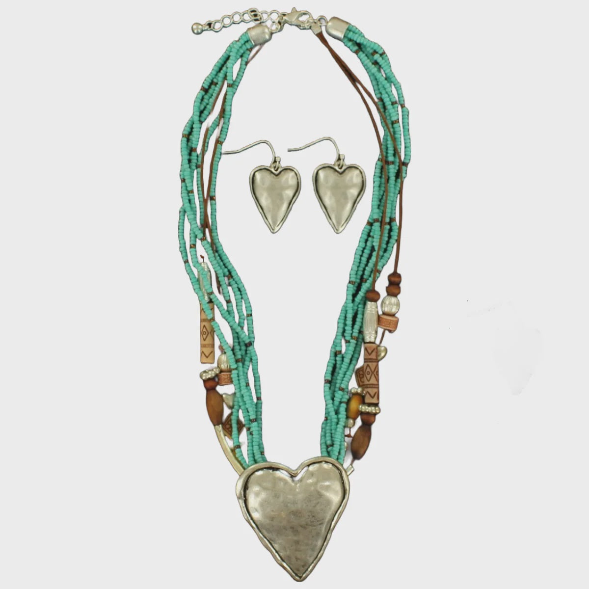 Ladies Western Hammered Heart Jewelry Se