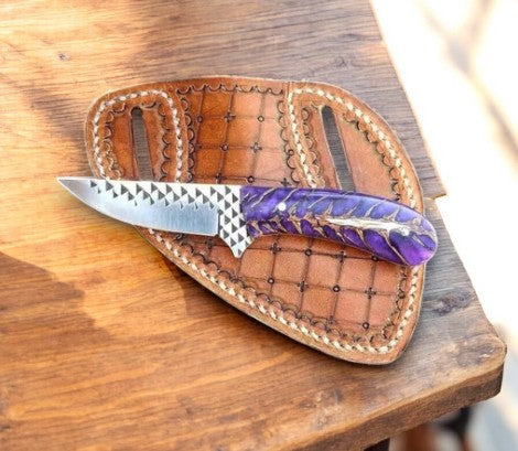 Handmade Belt Knife with Rasp Steel & Pine-Cone Handle