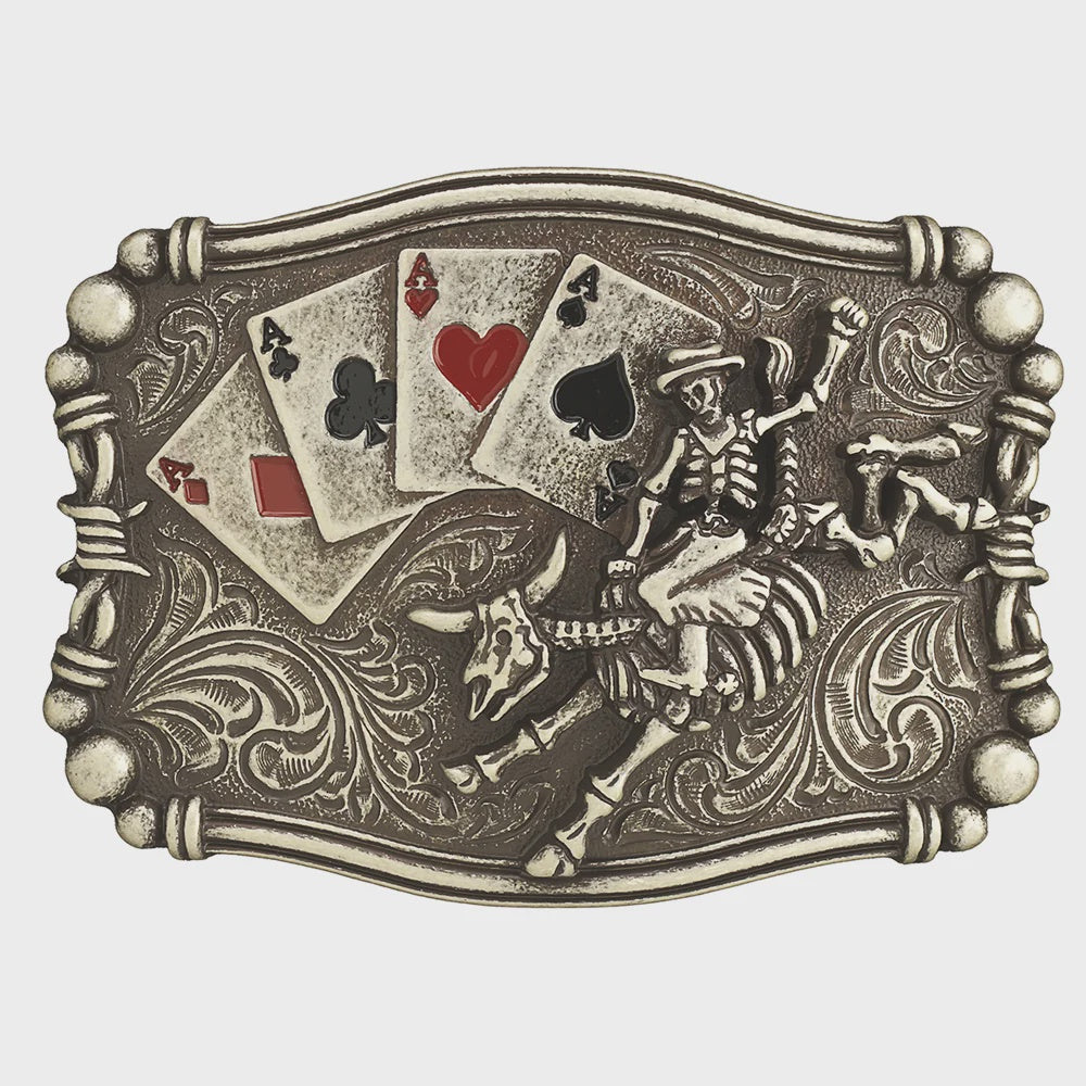 3700018  Rectangle Skeleton Bull Rider Aces