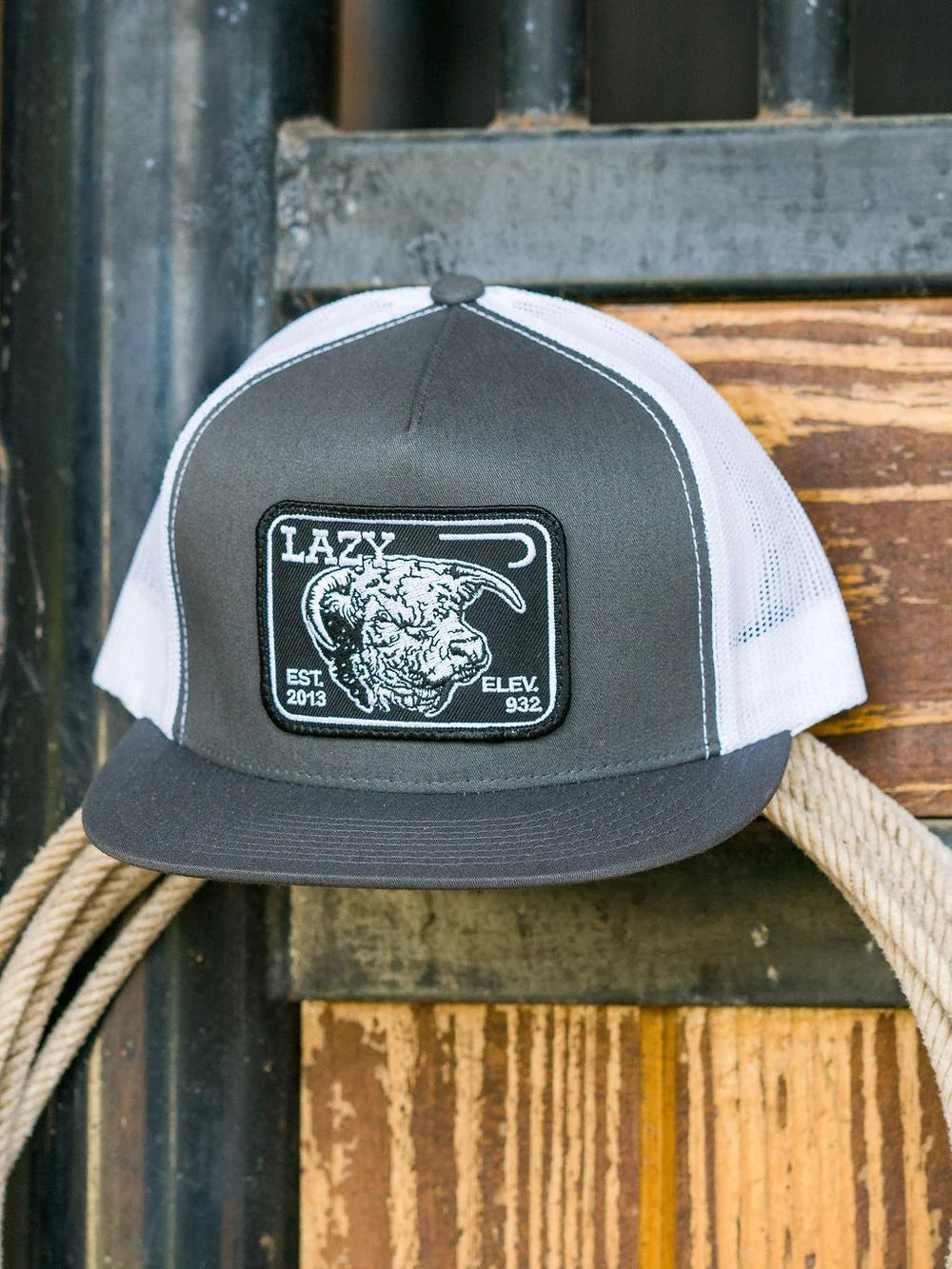 Lazy J Ranch Charcoal Grey & White Black Elevation