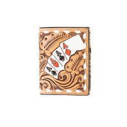3D Mens Trifold Wallet Painted Ace Cards Natural