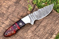 Handmade Damascus Hunting Knife – 8" with Wood Handle